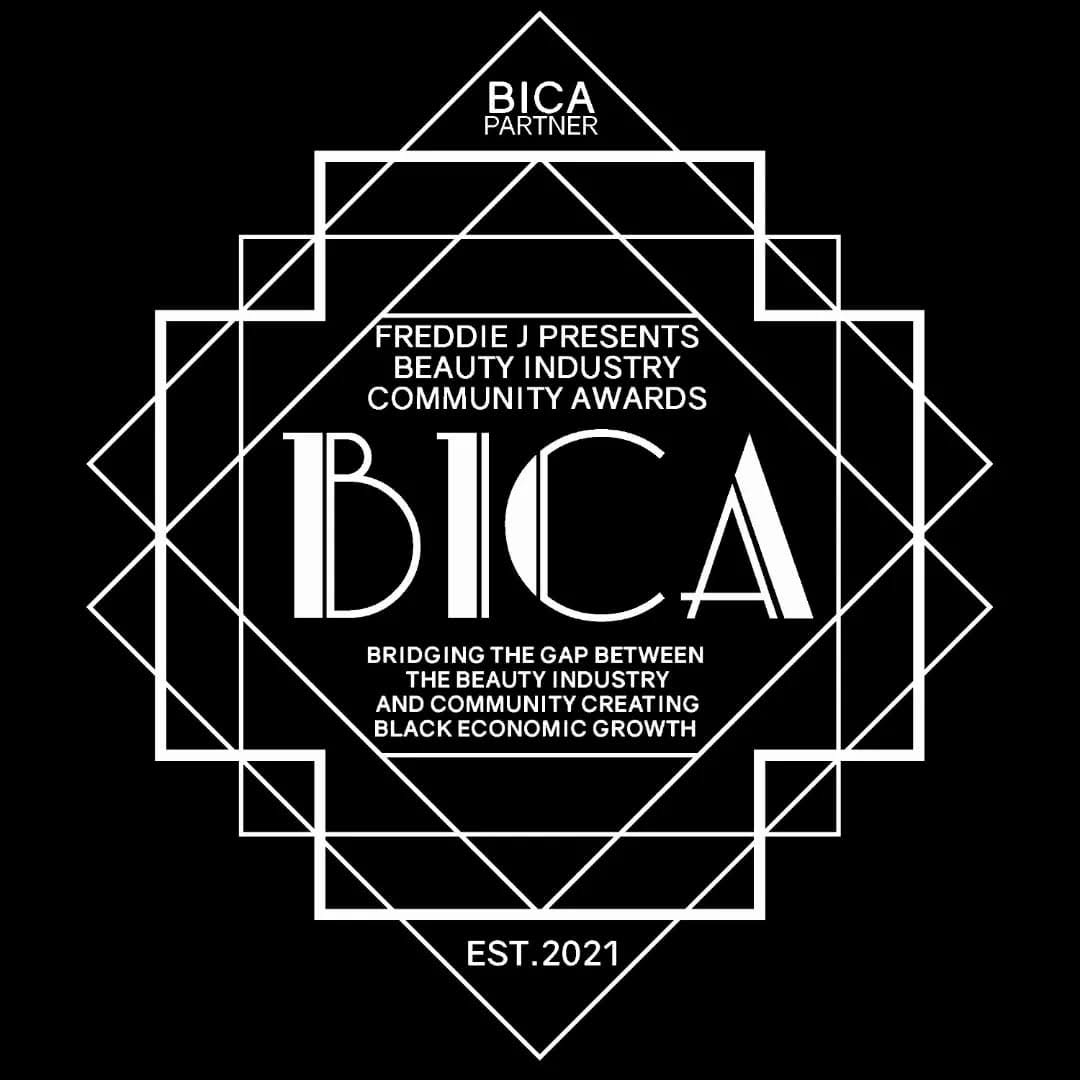 BICA geometric event artwork on a black background.
